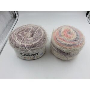 TWO Caron Latte Cakes Yarn Blackberry 8.8oz 530yd Bulky 5 Acrylic Nylon Fluffy